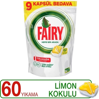 Fairy Hepsi Bir Arada 60 Yıkama Bulaşık Makinesi Deterjanı Kapsülü Limon Kokulu ürün resmi