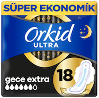 Orkid Ultra Extra Hijyenik Ped Gece Extra Süper Ekonomik Paket 18 Ped ürün resmi