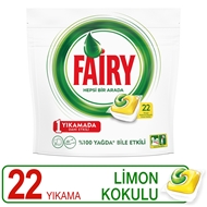 Fairy Hepsi Bir Arada Bulaşık Makinesi Deterjanı Kapsülü Limon Kokulu 22 Yıkama ürün resmi